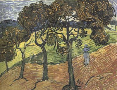 Vincent Van Gogh Landscape with Tree and  Figures (nn04)